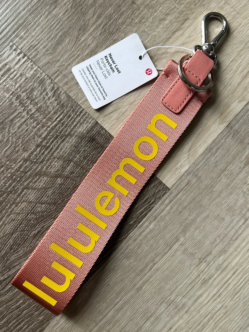 NWT Lululemon Never Lost Keychain Pink and Yellow